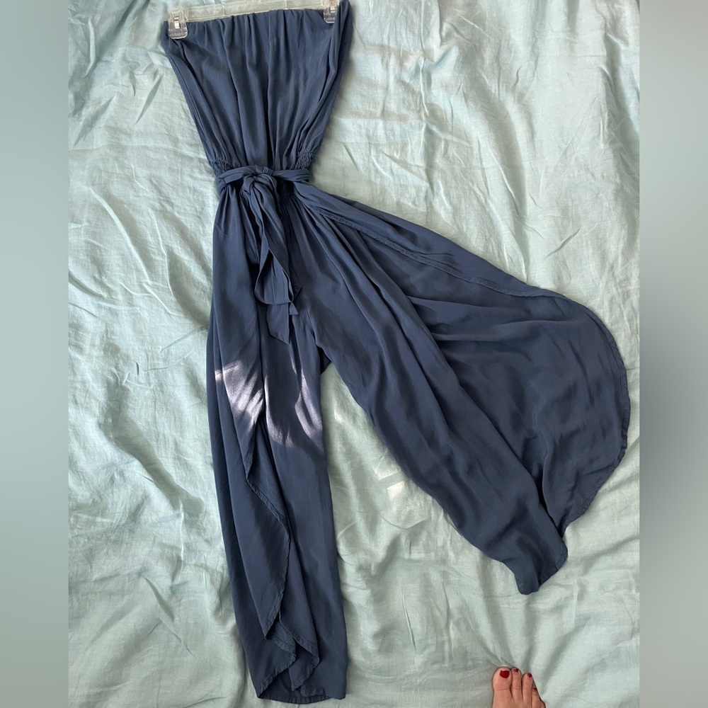 ECU Blue Shore Brand split leg romper / jumpsuit